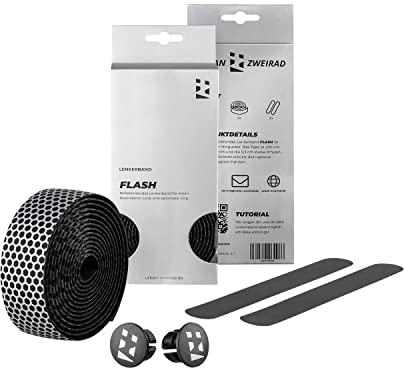 URBAN ZWEIRAD Premium Extra Dry - Fahrrad Lenkerband Rennrad - Griffband selbstklebend inkl. Alu Lenkerstopfen - Gravel, Rennrad Lenkerband (reflektierend)