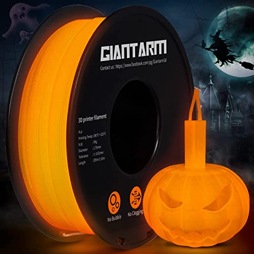GIANTARM Leuchtet PLA Filament 1,75 mm,Glow In The Dark, Maßgenauigkeit: ±0,02 mm, 3D-Druck-Filament 1 kg 1 Spule,Luminous Orange