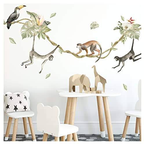 Little Deco Wandsticker Dschungel Wandtattoo Safari Tiere für Kinderzimmer Wohnzimmer Wandaufkleber Deko DL857-4