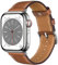 Docco Jette Correa de cuero compatible con Apple Watch 49mm 45mm 44mm 42mm(Marrón-Plata)