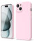 oakxco for iPhone 15 Phone Case Liquid Silicone, Thin Slim Soft Rubber Gel TPU Plain Simple Cover for Women Girl Cute, Matte Solid Color,Light Pink