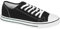 Womens Ladies Gym Trainers Canvas Shoes Plimsolls Casual Flat Lace Up Pumps Size Black-White 6