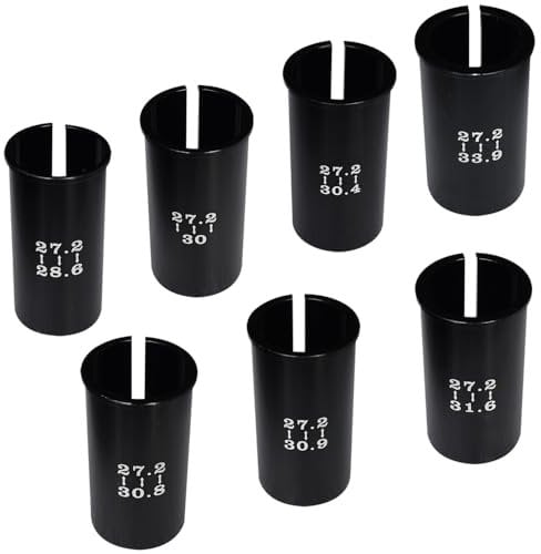 Yuauy Set of 7 Sizes Bike Seat Post Adapter Shim Seat Post Adapter Bicycle Seat Tube Conversion Sleeve 27.2mm to 28.6/30/30.4/30.8/30.9/31.6/33.9mm 60mm Aluminum Alloy for Road Mountain Bike MTB