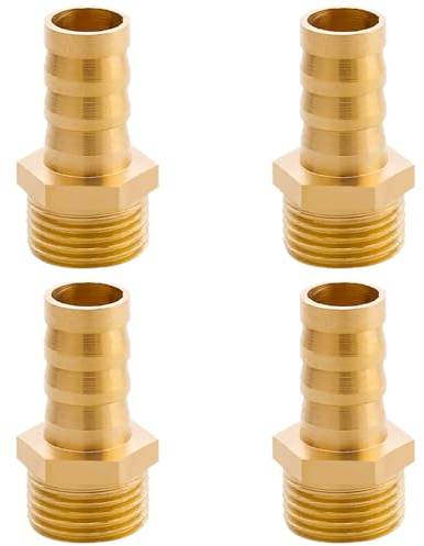 Messing Schlauchtülle G1/2(Ø20,3mm) Ag x 13mm Tülle, 4 Stück Schlauchnippel Verbinder 13mm Widerhaken x G1/2 Zoll Rohradapter, Schlauchtülle Verschraubung Gewindefitting Messing Fitting