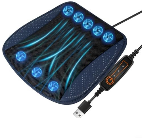 Oniissy Kühlendes USB-Sitzkissen, 3 Ebenen, kühler Autositz mit Ventilator, Sommer-Automobil-Sitzkissen, atmungsaktives und belüftetes Autositzkissen, Autositz-Kühlkissen, belüfteter Autositzbezug