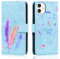 Aisenth Wallet Case for iPhone 12/iPhone 12 Pro (6.1 inch), Colorful Feather 3D Pattern PU Leather Flip Case for Girls, Protective Cover with Magnetic Closure, Stand Function, Card Slots, Blue