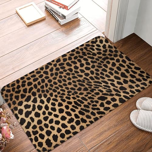 Fußmatte mit Leopardenmuster, 40 x 60 cm, rutschfest, für Eingangsbereich, Zuhause und Büro, waschbar, für den Innen- und Außenbereich