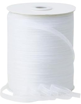 FSSTUD Durchsichtiges Organza-Chiffonband, 457 m, 6 mm, transparentes Geschenkband, Nähen, Organzaband, schmales Bastelband für Hochzeit, Geburtstag, Weiß