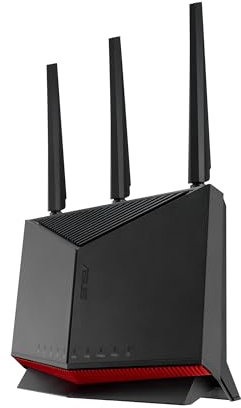 ASUS RT-BE86U BE6800 Router WiFi 7 de Doble Banda, Compatible con 4096-QAM, MLO, detección AI WAN, AiMesh, Seguridad de Red sin suscripción y Funciones VPN integrales, Guest Network Pro, Gaming