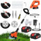 Debroussailleuse Electrique sans Fil 21V 2000Ah Coupe Bordure sans Fil avec 2 Batterie et Chargeur Rapide de Rechange Faible Bruit pour la Coupe de Jardin, Pelouses