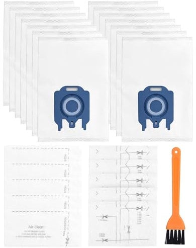 14 Sacchetti per Aspirapolvere Compatibili con Miele GN Classic C1, Complete C2 e C3, S2 S4 S5 S6 S8 Series 3D Efficiency Sacchetto Polvere con 5 Filtro di Protezione Motore 5 Filtro di Scarico