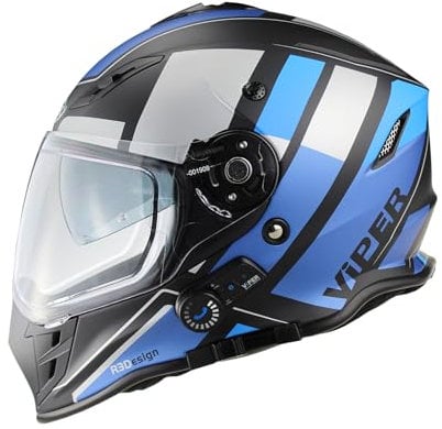 VPR RSV141 Bluetooth Full Face Motorcycle Motorbike Helmet With Retractable Double Sun Visor - ECE/ACU Gold Approved Helmets For adult Men & Women Racing Touring Crash Helmets With Pinlock 30 Visor