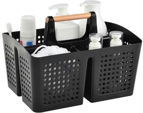 VITEVER Portable Dusche Caddy Korb mit Fächern, Kunststoff geteilt Reinigung Caddy Organizer Storage Tote mit Griff für Bad, Hochschule, Schlafsaal Zimmer Essentials - schwarz