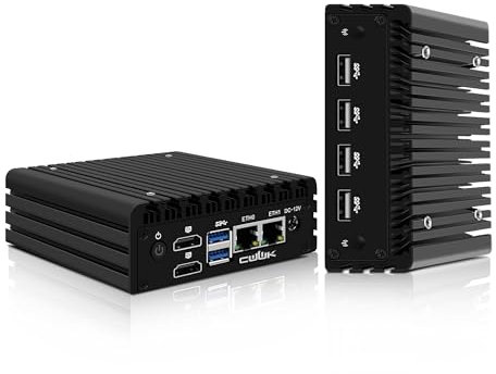 CWWK X86-P6 N355 Mini PC Fanless (Upgraded N305), Firewall Appliance Mini Computer, 2 x i226-V 2.5GbE LAN, OPNsense Micro PC DDR5 16GB RAM 512GB NVMe SSD, 2-Display (4 x USB2.0)
