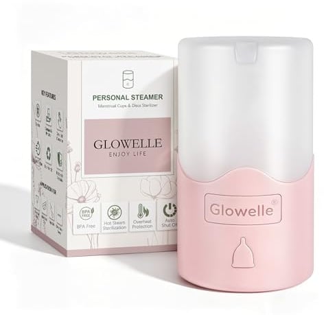 GLOWELLE Sterilizzatore a vapore per coppette mestruali/dischi, pulizia | Vaporiera personale compatta per coppetta mestruale/disco mestruale:spegnimento automatico rapido dopo 3 minuti.