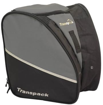 TRANSPACK Unisex Adults Edge Junior Water-Resistant Tough Durable Lightweight 43L Ski/Snowboard Boot Helmet Goggles & Gear Backpack Bag, Gray