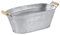 AUBRY GASPARD Jardiniere Ovale en Zinc Sceau, Pot en Zinc + Anses en Bois - Bassine Ancienne en Metal Zinc Design Décoration Extérieure Jardin