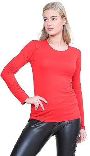 janisramone® Women's T-Shirts - Long Sleeve Tops for Women UK - Stretchy Round Neck Tee Women - Comfortable and breathable Womens Long Sleeve Tops Ideal for Going Out Tops & Summer Tops for Women UK