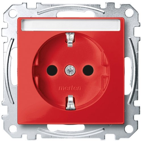 Merten 1563217 MEG2302-0306 SCHUKO-Steckd. für Sonderstromkr. mit Schriftf, BRS, StK, rubinrot, System M