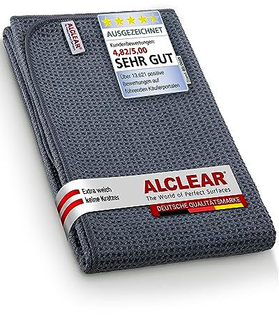 ALCLEAR 820901M paño de microfibra altamente absorbente secado milagro, 80x55 centímetros, atrae el agua como un imán sin rayas, para coches, pintura de coches, motos, cocinas, antracita