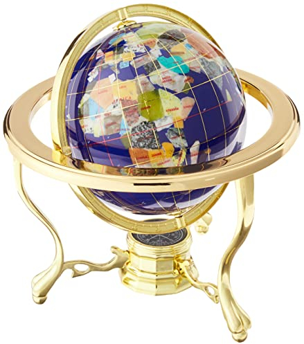 Einzigartige Art 25,4 cm by 6 Lapislazuli blau Ocean Tisch Top Edelstein World Globe mit Gold Stativ