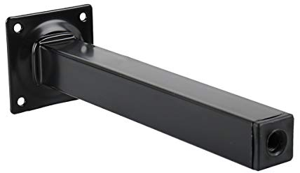 Möbelfuss Tischbein Weiß Silber oder Schwarz Eckig 200mm x 25mm x 25mm (Schwarz)