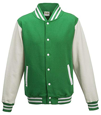 Just Hoods College Jacke 'Varsity Jacket, Kelly Green/White, S