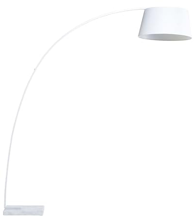 Beliani Stehlampe Weiß Eisen Stilvolle Stehleuchte Polybaumwolle | Metall, 1 Leuchtmittel, E27 Fassung, IP 20, Kabellänge 230 cm, 100% Tetron Baumwolle, 50 x 50 x 188 cm
