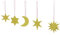 Rudolphs Schatzkiste Baumbehang Sonne Mond & Sterne gelb HxB 5x5cm NEU Weihnachten Christbaum Baumschmuck Holzschmuck Holz Seiffen Erzgebirge Strauchbehang Dekoration
