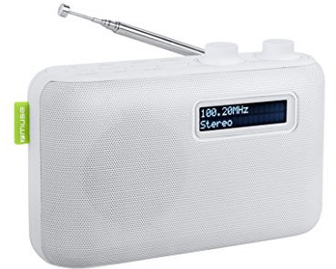 Muse mémoire émetteur de 108 DW Portable Dab/Dab + Radio avec Backlight, 20 m, AUX-in Blanc