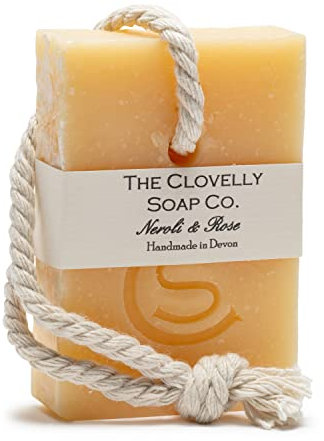 Clovelly Soap Co Naturna Handmade Soap on a rope Bar (Neroli Rose, 100g) For all skin types.