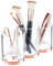 mDesign Makeup Storage Containers – Makeup Brush Holder Trio for Storing Cosmetic Brushes – Can Be Used as Cosmetic Brush Holder, Lipstick Holder and More – Clear/Rose Gold