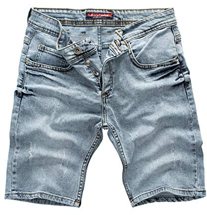 Rock Creek Herren Shorts Jeansshorts Denim Stretch Sommer Shorts Regular Slim [RC-2136 - Snow Blue - W31]
