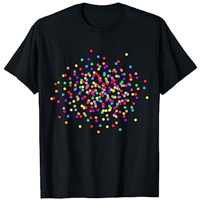 Konfetti T-Shirt - Damen & Unisex Kinder - Schwarz - Kurzarm - S - Regulär - Geburtstag - T-Shirt