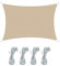 Rebecca Mobili Voile d'Ombrage pour l'Extérieur Rectangulaire Beige Polyéthylène Anti UV Cordes de Fixation Anti UV Camping Terrasse 3x4 m (Cod. RE6343)