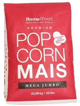 Popcornmais Premium Jumbo Mais der Klassiker des Popcorn Mais Kinopopcorn 22,68 Kg Sack XXL 1:32 Popvolumen