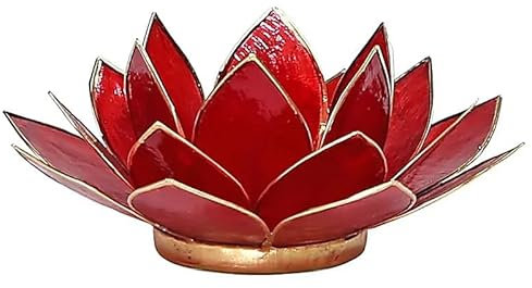 Capiz Lotus Licht Chakra 1 rot Goldrand - 13.5 cm