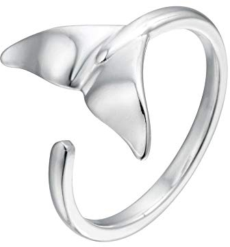 Damen 925 Sterling Silber Luxus Ringe,Schöne Delphin Wal Fish Tail Ringe Tier Open Finger Ring Frauen Mädchen Geburtstag Geschenk Party Leuchtende Kristall Silber Schmuck