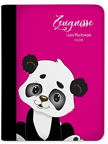 CreaDesign Customize A4 Zeugnismappe für Kinder 26,7x32,7x1 cm, Sichtbuch mit 10 Klarsichthüllen, erweiterbar auf bis zu 20 Taschen, Panda Bär Pink design, Dokumentenmappe für Schüler