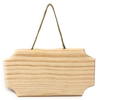 Vetrineinrete® Targhetta in legno 2 pezzi con corda in canapa da appendere targa personalizzabile con decoupage pittura appendino per porta (Rettangolo 20X12,5X1 cm) C22