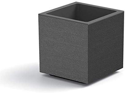 Generico Vaso fioriera Quadrato CUBO MATHERIA Colore Antracite in plastica con Ruote 40 CM VECA AMDGarden
