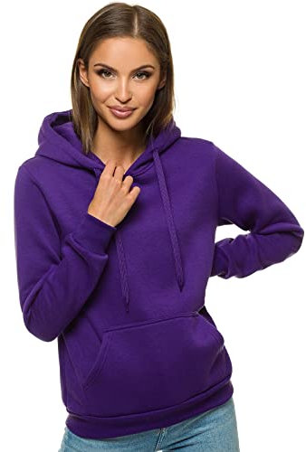 OZONEE Damen Kapuzenpullover Sweatjacke Sweatshirt Farbvarianten Kapuzenjacke Kapuzenpulli Kapuze Langarm Hoodie Sport Style Casual Fitness Training Basic JS/W02Z VIOLETT M