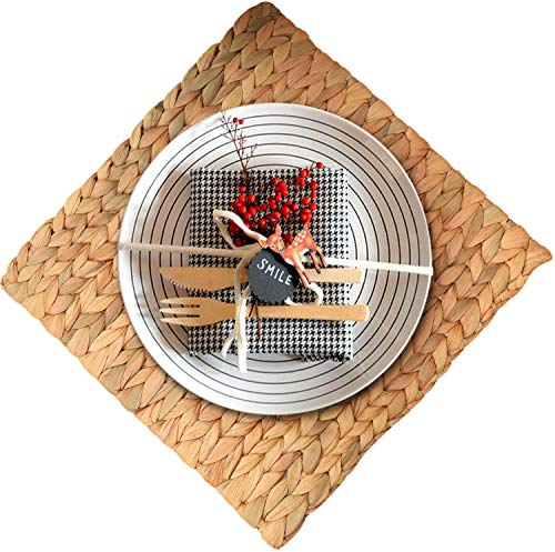 Gewebte Platzsets aus Wasserhyazinthe, Platzsets für Esstisch, wasserdicht, Rattan-Esstisch, Platzsets für runde Tische oder rechteckige Tische, quadratische Platzsets für Esstisch, 4er-Set, 30x30 cm