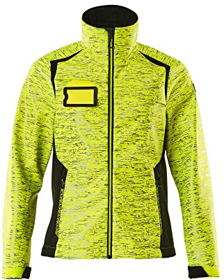 Mascot 19212-291-1709 Accelerate Safe Damen-Passform Atmungsaktiv Winddicht und Wasserabweisend Zweifarbig Reflexeffekte Soft Shell Jacke, Hi-Vis Gelb/Schwarz, XS Größe