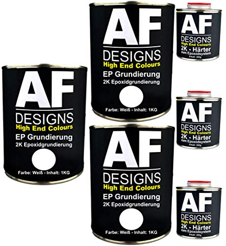 Alex Flittner Designs Epoxidfüller 3 x 1,20kg 2K Grundierung Füller EP Füller in weiß für Autolack Rostschutz