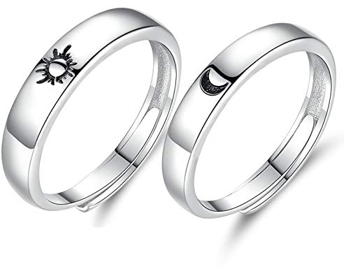 Beydodo Eheringe Paarpreis Paar Ringe Set Silber 925, Verlobungsringe Verstellbar Mond Sonne Ringe Trauringe Nickelfrei Partnerringe für Sie un Ihn