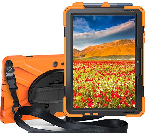 Sfulatdc Compatible with Surface Go Case,Shockproof Heavy Duty Rugged Full Body Cover with Strap and Kickstand for Microsoft Surface Go 4/3/2/1 Orange