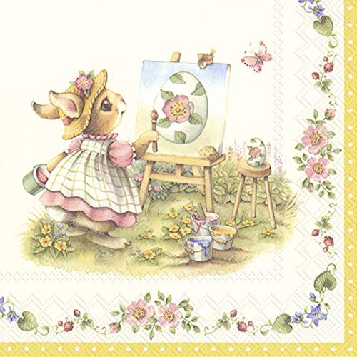 20 Servietten M?rchenhafte Malerei zu Ostern | Hase | Tischdeko 33x33cm