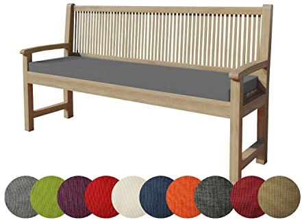 chilly pilley Bankkissen Bankauflage Polsterauflage Reißverschluss mit Schlaufen Kissen für Gartenbank Gartenbankauflage für Gartenmöbel Sitzkissen & Rückenkissen Outdoor (200 x 50 x 5 cm, Grau)