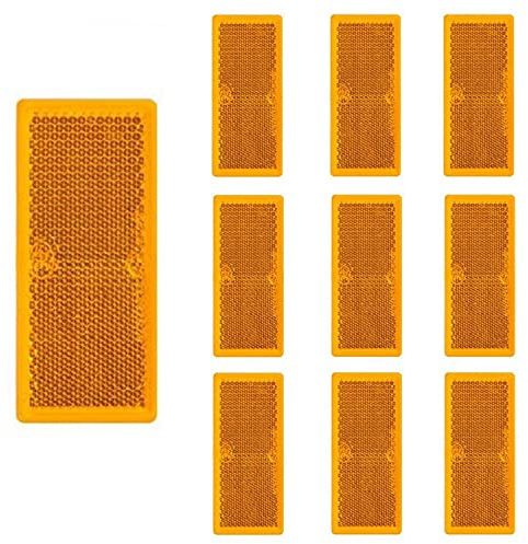 Preiswert&Gut 10x Reflektor rechteckig selbstklebend 82x36mm – Seitenreflektoren orange für Anhänger und Wohnmobile mit E4 Prüfzeichen als Rückstrahler, Seitenstrahler